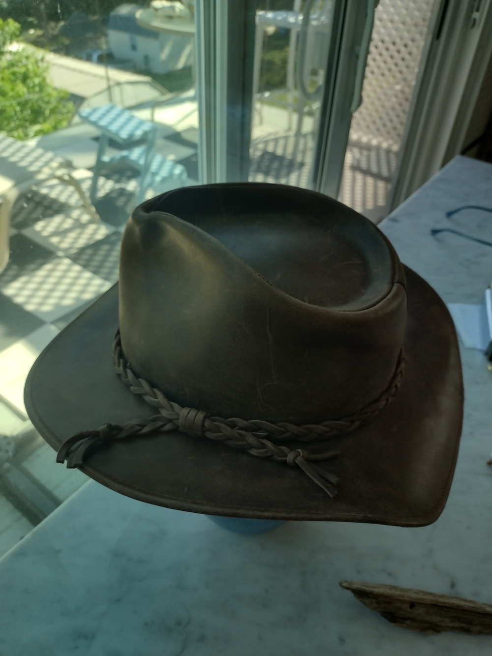 Men's Leather Western Hat in Dark Brown - Classic Braided Band - Picture 4 of 8